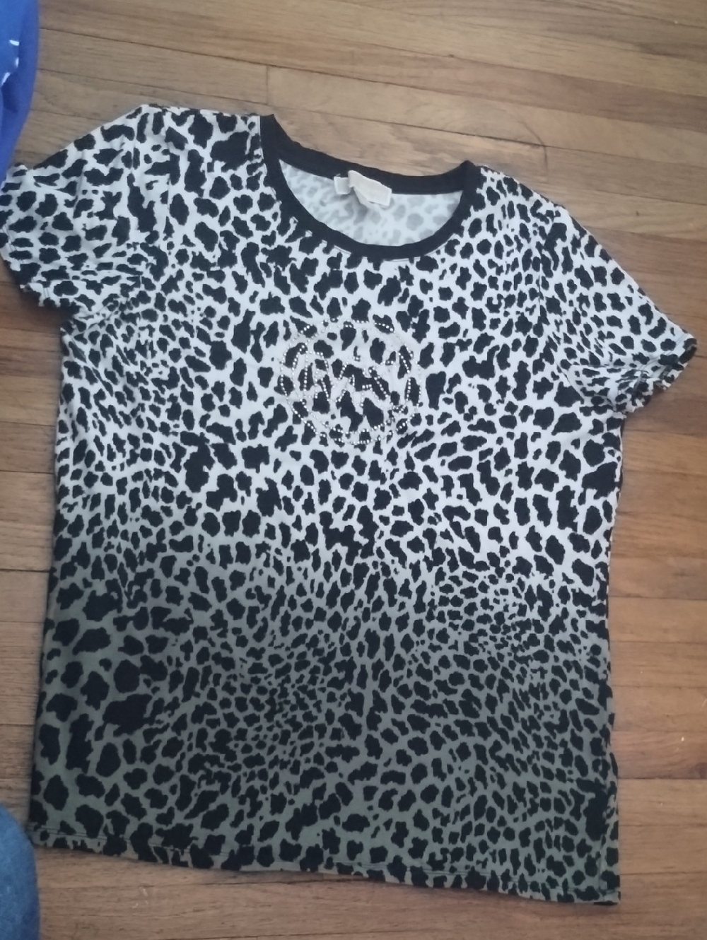 Michael Kors Black and White Leopard Short Sleeve Tee